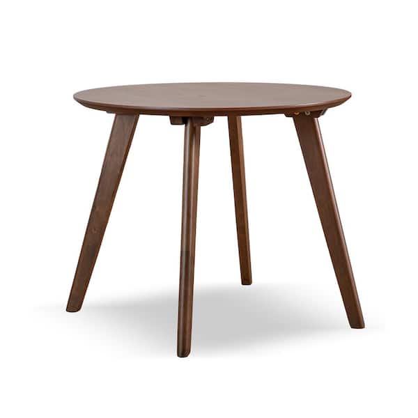Creekside Mid Century 23.75 in. Walnut Round Wood Accent Side Table