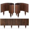 ATENGNES 11.8 in. H x 48 in. W Brown Wooden Garden Fence Decorative Landscape Border Edging (3-Pack) YD240640