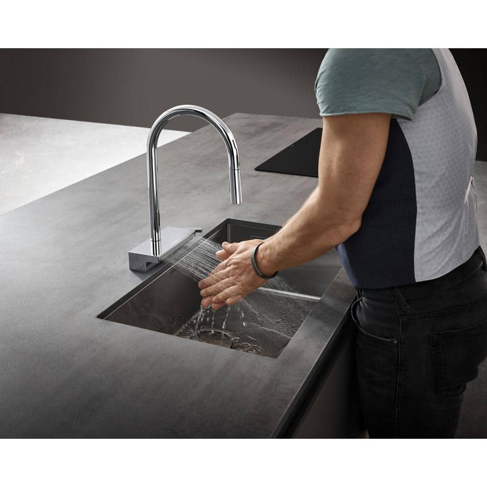 Polished Nickel High Arc Kitchen Faucet with Pull-Out Spray