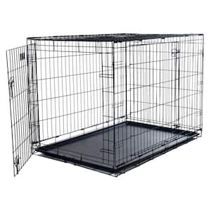 36 in. Double Door Folding Dog Crate with Divider Panel and Leak Proof Tray