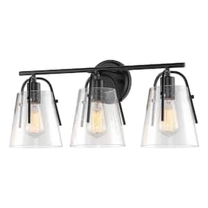 Branson 22.25 in. 3-Lights Black Farmhouse Bathroom Vanity Light