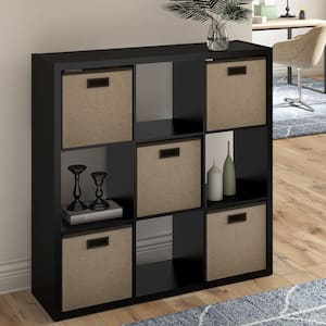 43.98 in. H x 43.82 in. W x 13.50 in. D Black Wood Large 9- Cube Organizer
