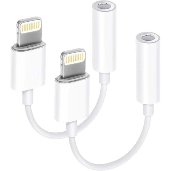 2 Pack Lightning to 3.5 mm Headphone Jack Adapter for iPhone Compatible with iPhone 14 13 12 11 X XS 8 7