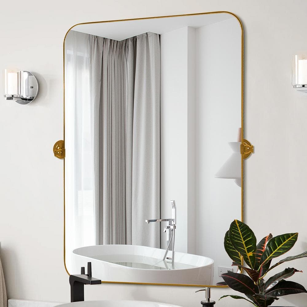 24 in. W x 36 in. H Rectangular Metal Framed Pivoted Bathroom Wall Vanity M