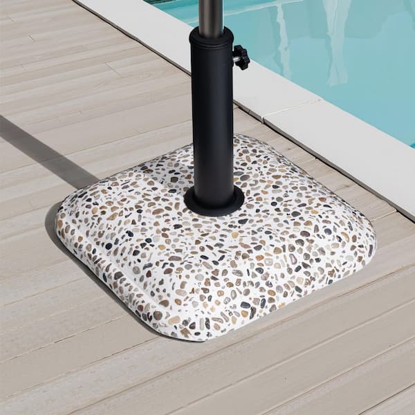 45 lbs. Cement Square Patio Umbrella Base in Cobblestone with Side Knobs