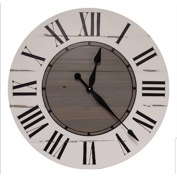 AVERY ST DESIGN CO Collum 42 in. White And Gray Farmhouse Wall Clock