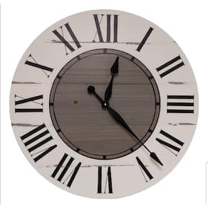 Collum 36 in. White and Gray Farmhouse Wall Clock