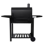 24-in. Charcoal Grill, 587 Square Inches Heavy-duty BBQ Smoker, Black