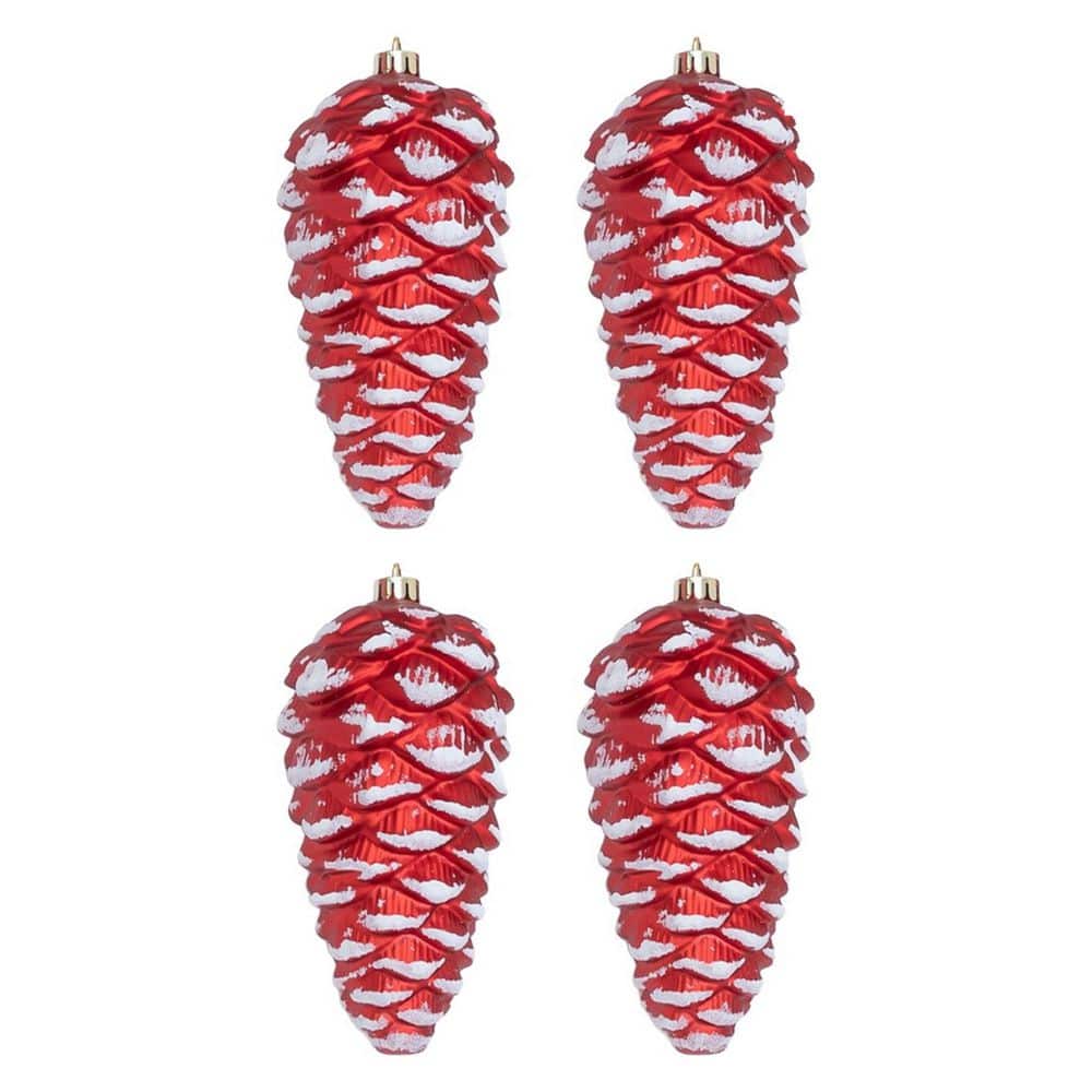 4-Pieces Christmas Pinecone Shatterproof Ornaments