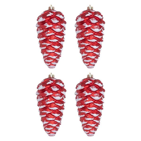 4-Pieces Christmas Pinecone Shatterproof Ornaments