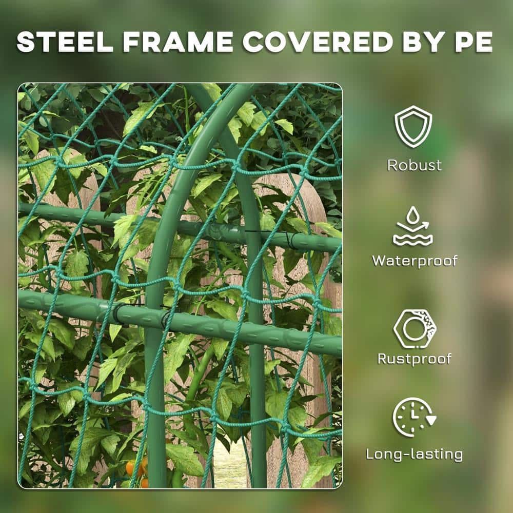 Green Metal 72" Tall Arch Garden Trellis for Climbing Plants