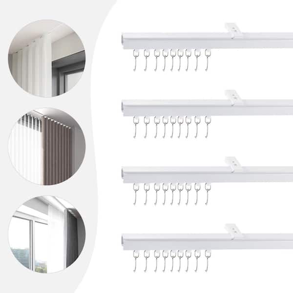 YIYIBYUS White Ceiling Mount Curtain Track Kit with Hook Small