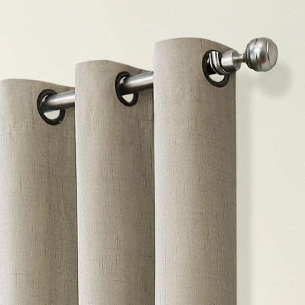 Andora Thermaback Natural Textured Solid Polyester 42 in. W x 84 in. L Blackout Single Grommet Top Curtain Panel