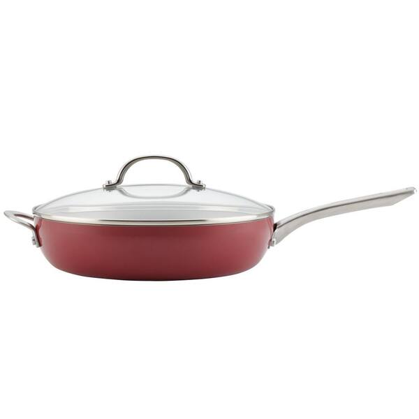 Ayesha Curry Porcelain Enamel Nonstick 10 Piece Cookware Set, Sienna Red