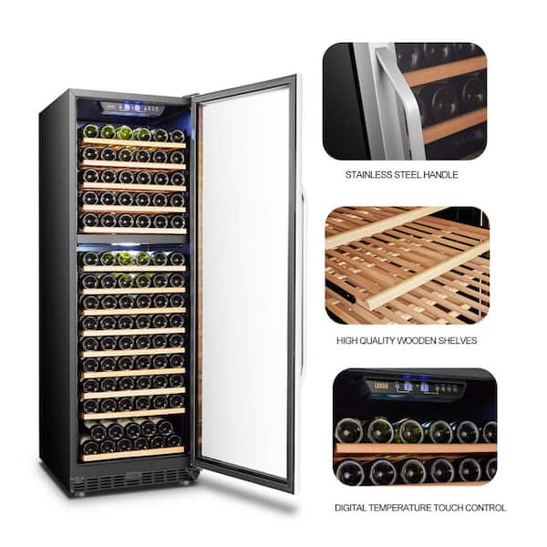LANBO 15 in. 28 Bottle Stainless Steel Dual Zone Wine Refrigerator LW28D -  The Home Depot