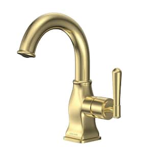 Aurora 1-Handle Single Hole Bathroom Faucet in Champagne Gold