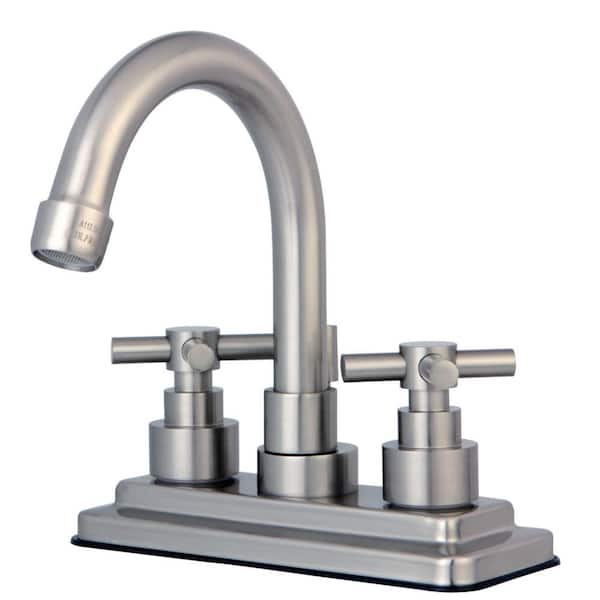 Kingston Brass Elinvar 4 in. Centerset 2-Handle Bathroom Faucet in Brushed Nickel