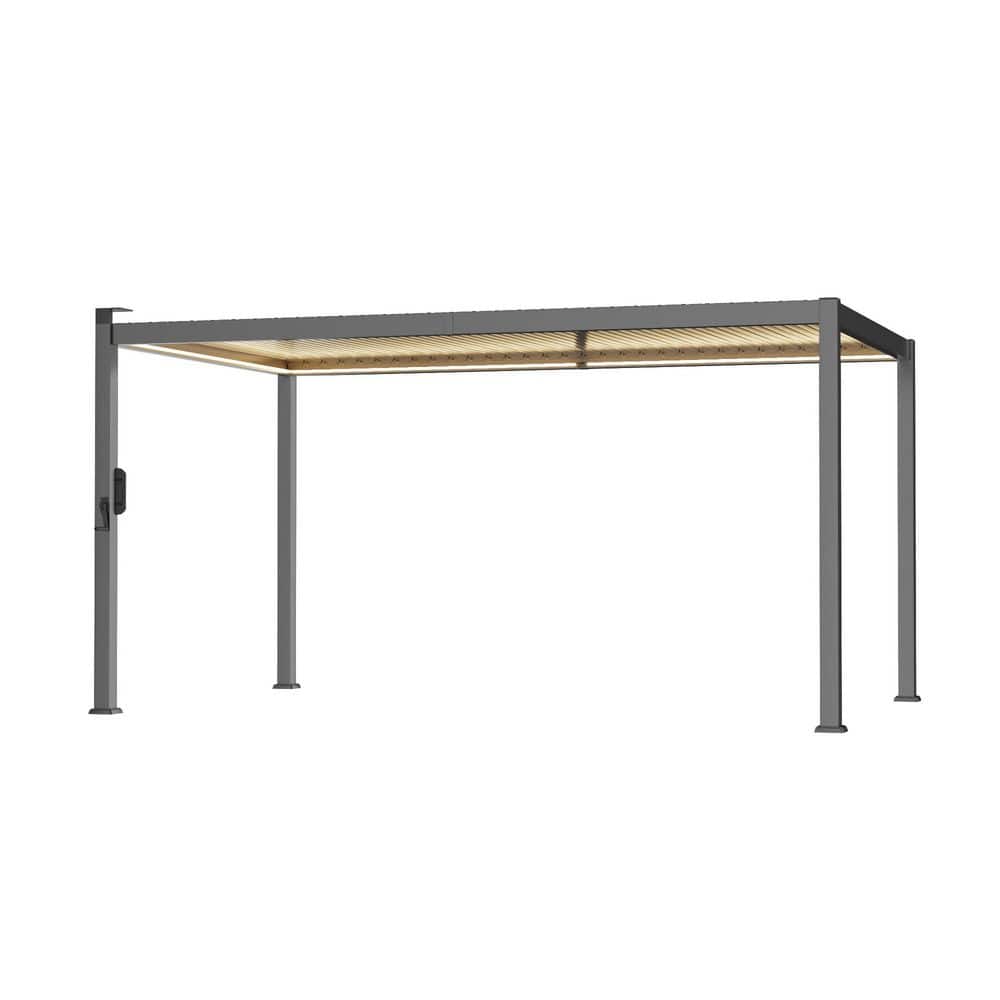 12 ft. x 20 ft. Gray Aluminum-Steel Hybrid Louvered Pergola with Integrated Solar LED price history on PriceWatchPro