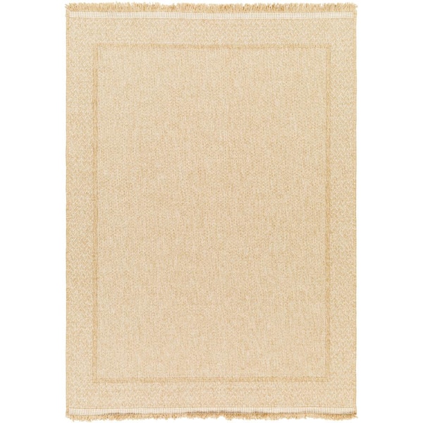 Livabliss Mirage Tan/Cream Border 8 ft. x 10 ft. Indoor/Outdoor Area Rug