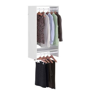 25.13 in. W White Wood Closet System with 2-Shelves and Rods Double Hanging Kit