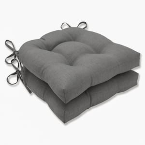 Solid 17.5 in. x 17 in. Outdoor Dining Chair Cushion in Grey (Set of 2)