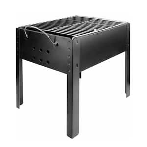 Portable Foldable Outdoor Charcoal Barbecue Grill in Black, Detachable Collapsible Tabletop BBQ Smoker Grill Tool