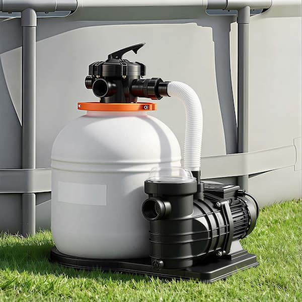 FlashPure 16 in. 1 HP Above Ground Pool Sand Filter Pump with Timer, 4400 GPH