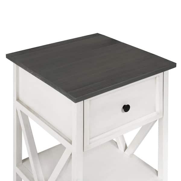 gray white end table