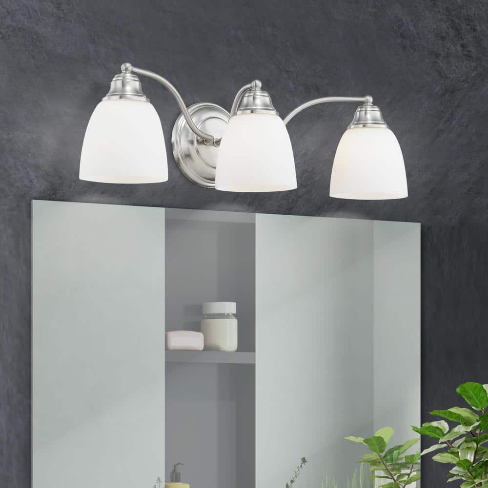 Somerville Brushed Nickel 3-Light Vanity with Satin Opal Glass