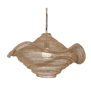 Marseille 40-Watt 1-Light Gilded Brass Unique Pendant Light with Wire Mesh Shade and No Bulbs Included