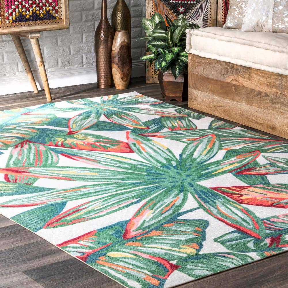 Reversible Multicolor Floral Synthetic 9' x 12' Area Rug
