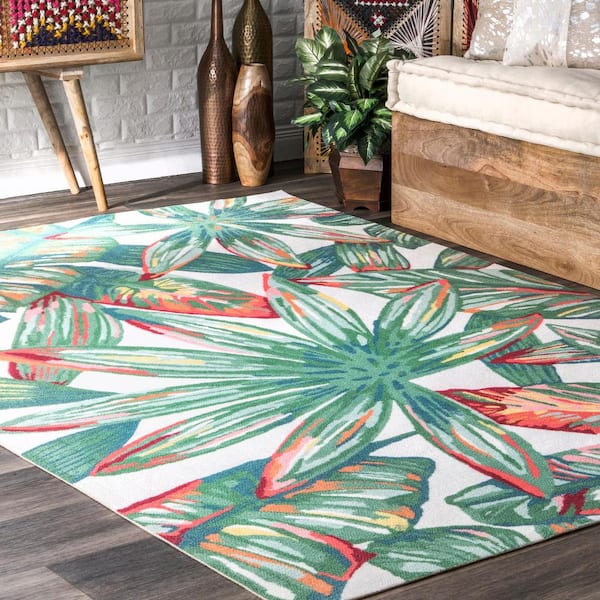 Lindsey Contemporary Floral Multicolor 9 ft. x 12 ft. Indoor/Outdoor Area Rug