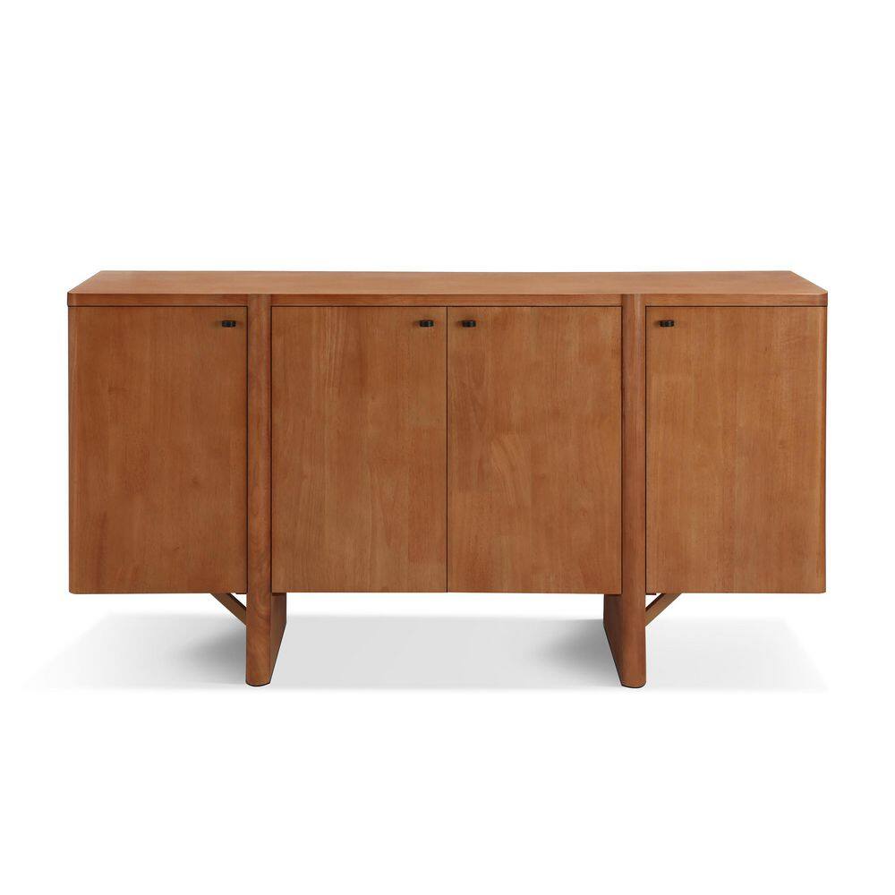 Mason Natural Color Wood 55.25 in. W Modern Buffet Storage Sideboard with Adjustable Shelves, Doors