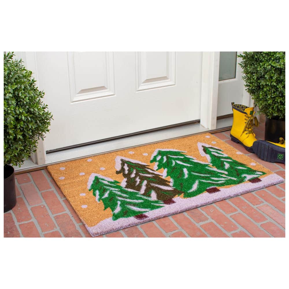 Winter Wonderland Coir Christmas Tree Outdoor Doormat 24" x 36"