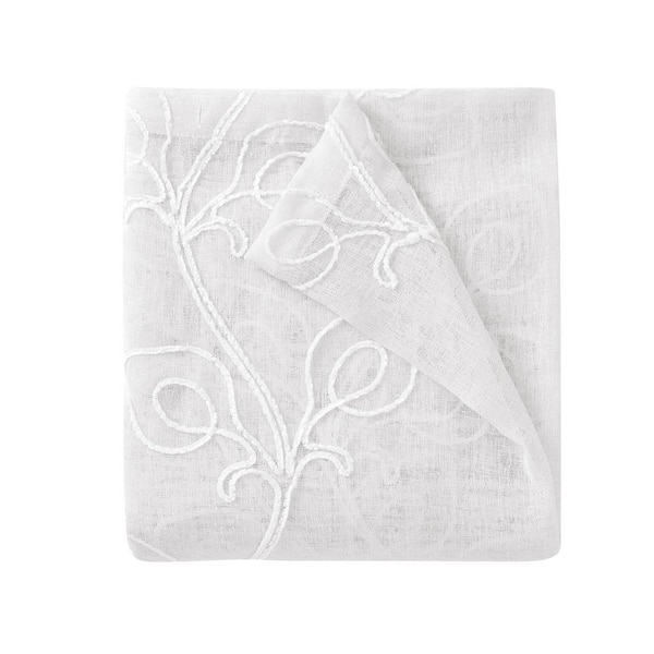 Dainty Home - White Floral Grommet Room Darkening Curtain - 38 in. W x 84 in. L (Set of 2)