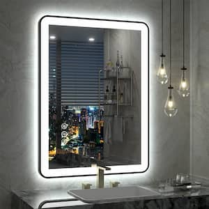 24 in. W x 32 in. H Rectangular Framed Front & Back LED Lighted Anti-Fog Wall Bathroom Vanity Mirror in Tempered Glass