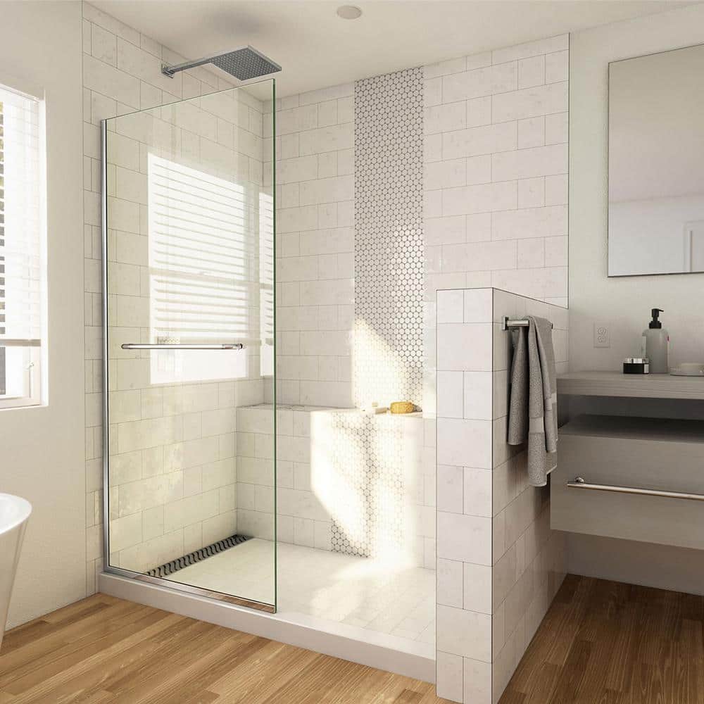 Chrome 34" W x 72" H Frameless Shower Screen