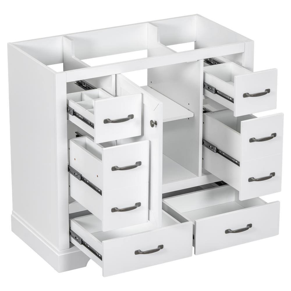 35.5 in. W x 17.9 in. D x 33 in. H Bathroom White Linen Cabinet