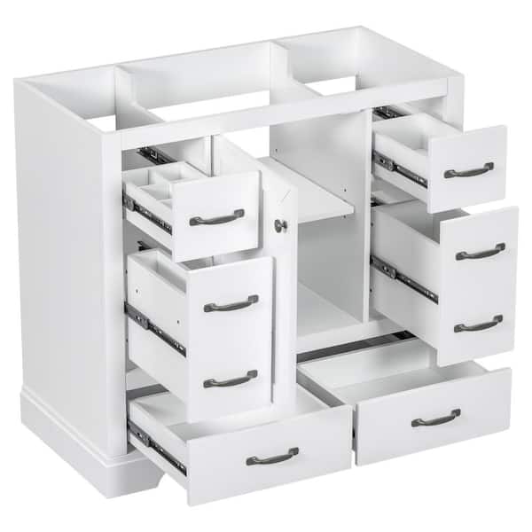 35.5 in. W x 17.9 in. D x 33 in. H Bathroom White Linen Cabinet