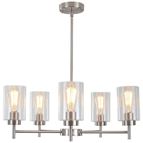 5-Light Nickel Contemporary Chandelier with Clear Glass Chandeliers