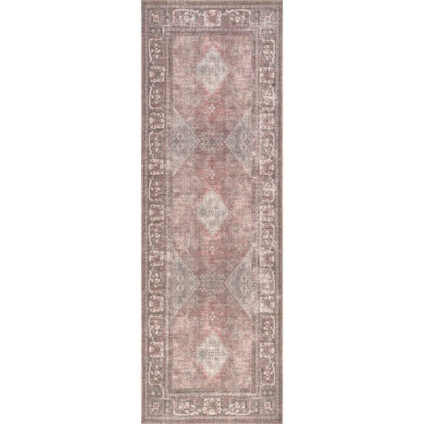 2 ft. 8 in. x 8 ft. Maybelle Burgundy Hillstone Collection Traditional Vintage Medallion Runner Rug