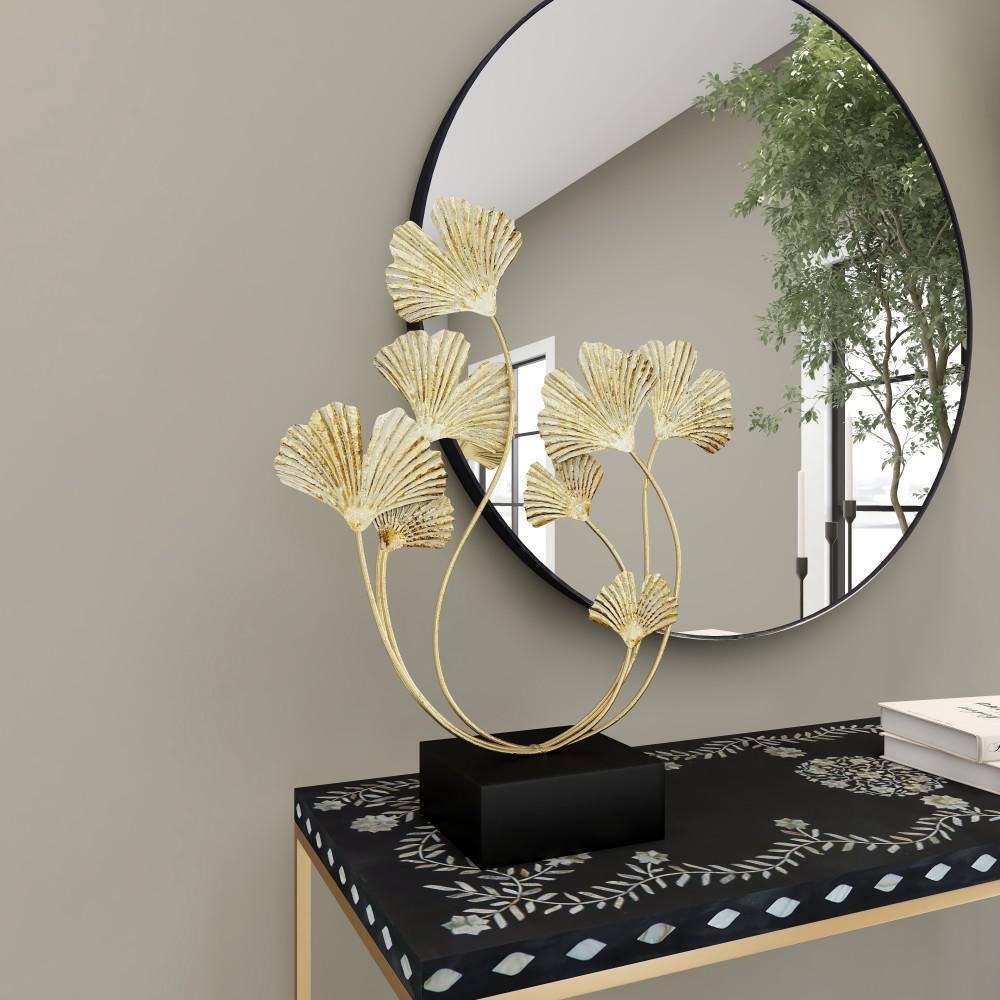 22" Gold Distressed Metal Floral Leaf Sculpture