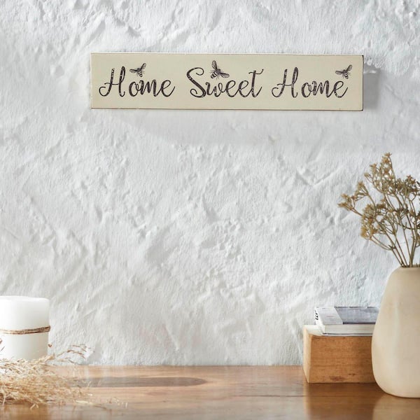 Buzzy Bees 3 in. x 14 in. Home Sweet Home Antique White MDF Wall Art