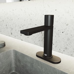 Halsey Single Handle Single-Hole Bathroom Faucet Set with Deck Plate in Matte Black