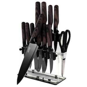 Soho Lounge 13-Piece Stainless Steel Cutlery Set with Acrylic Knife Stand in Brown