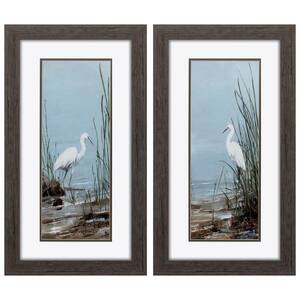 "ISLAND EGRET S/2" Framed Wall Art Nature 27 in. x 15 in.