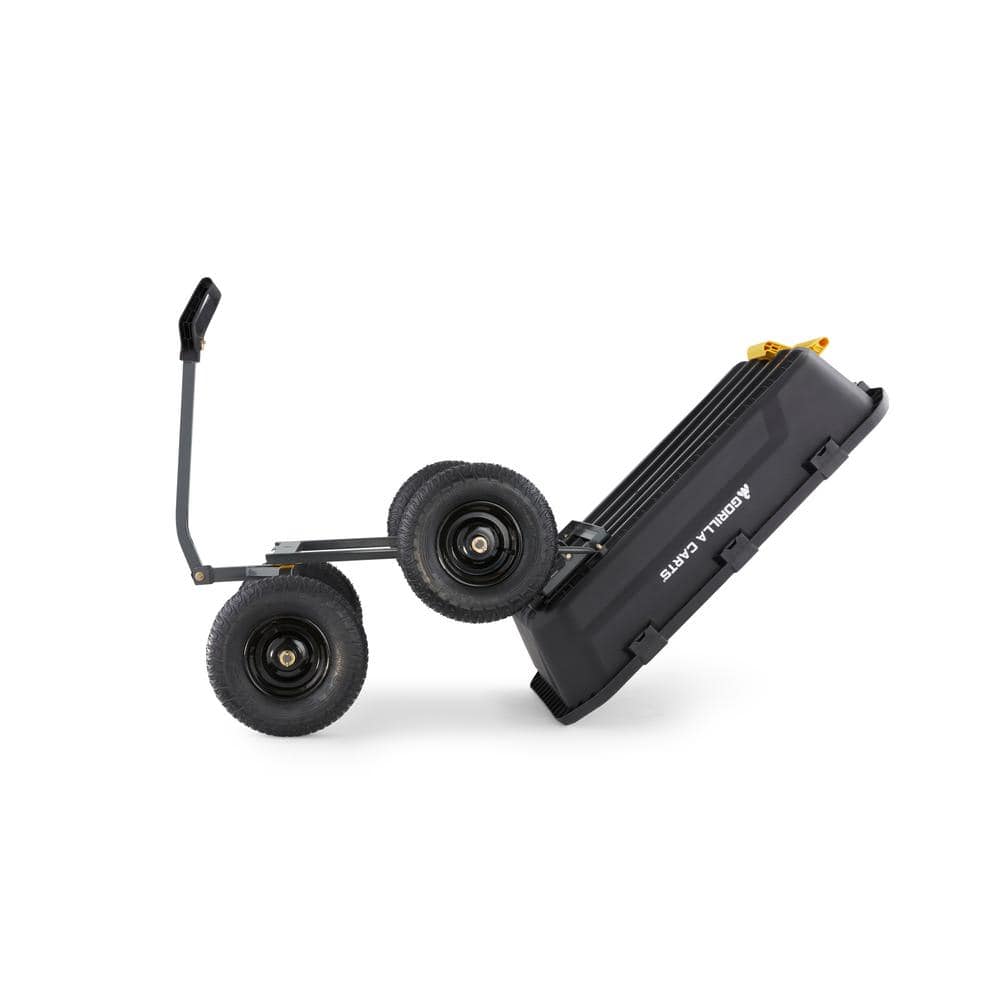 Heavy Duty Black Poly Yard Dump Cart with Pneumatic Tires