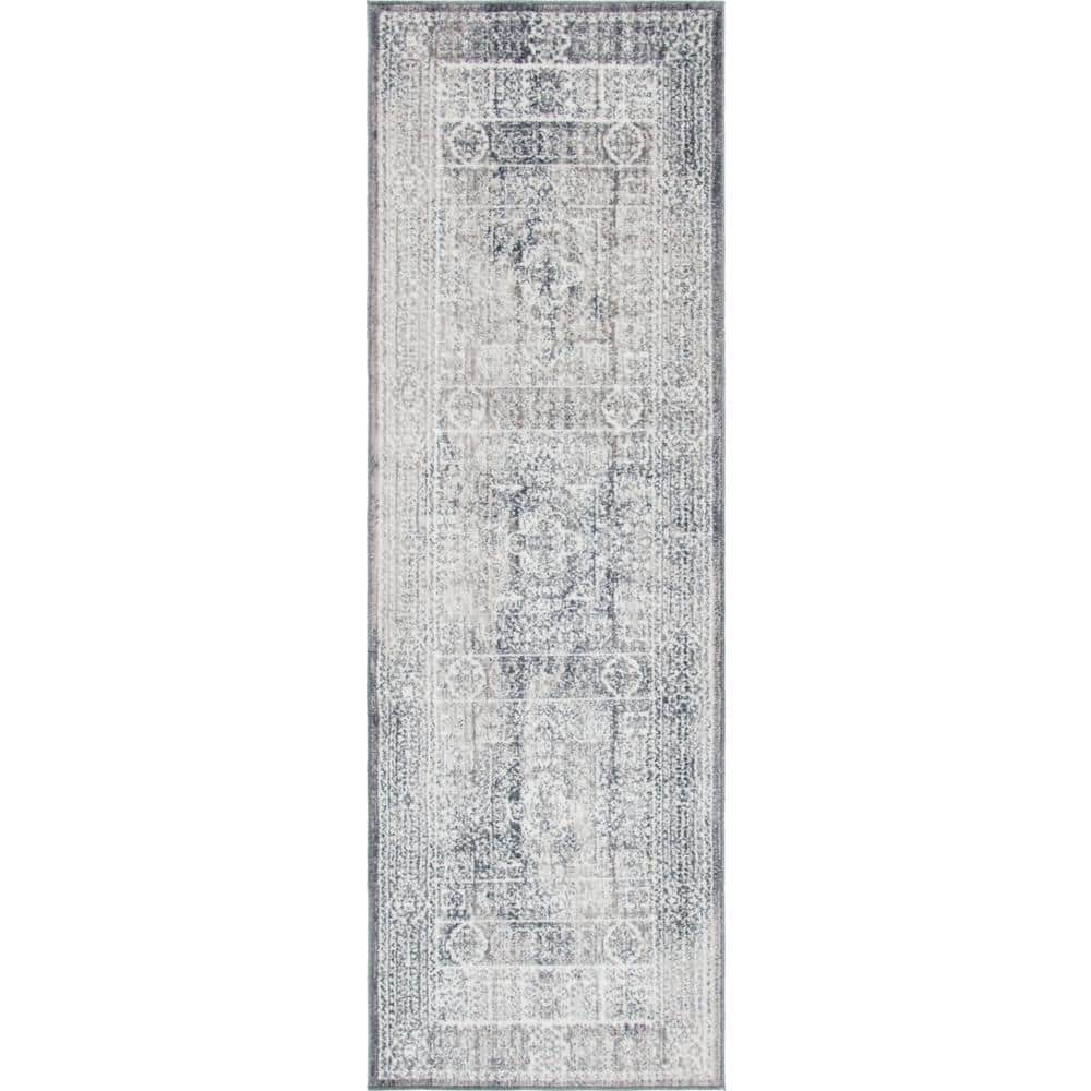 Brighton Bushwick Plush Gray Runner Rug 2'7" x 8'2"