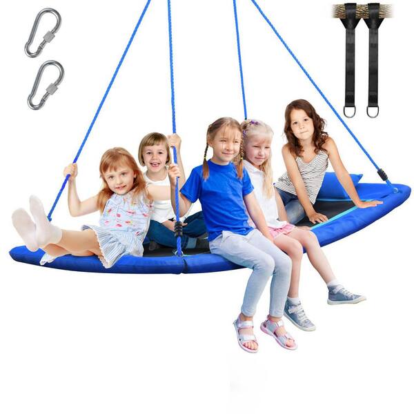 MISOPILY Blue Textilene Weather-Resistant Platform Swing with