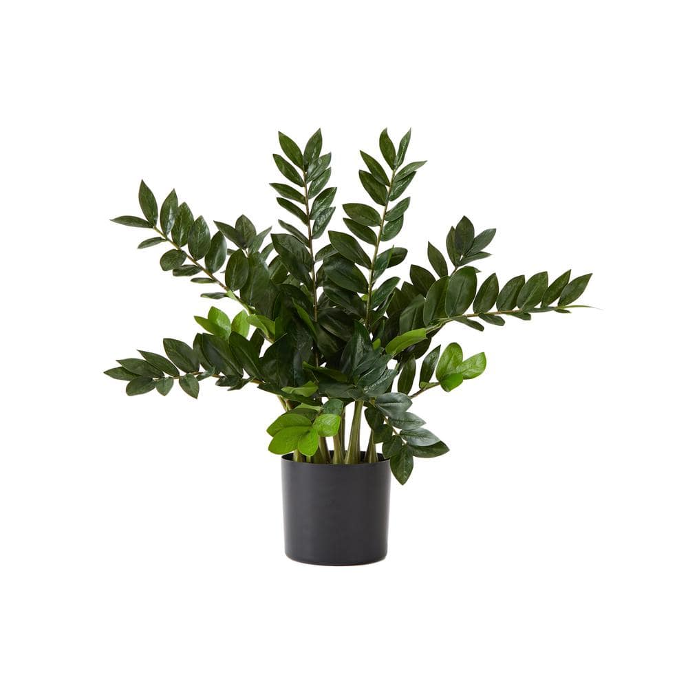 Lush Green Artificial Zamioculcas Plant in Black Pot